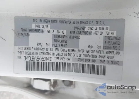 2019 Toyota Yaris L z USA, uszkodzony, nr VIN 3MYDLBYV5KY501433